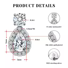 925 Sterling Silver Moissanite Earrings with 18K White Gold Finish – Luxury Design - Image 4