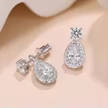 925 Sterling Silver Moissanite Earrings with 18K White Gold Finish – Luxury Design - Image 2